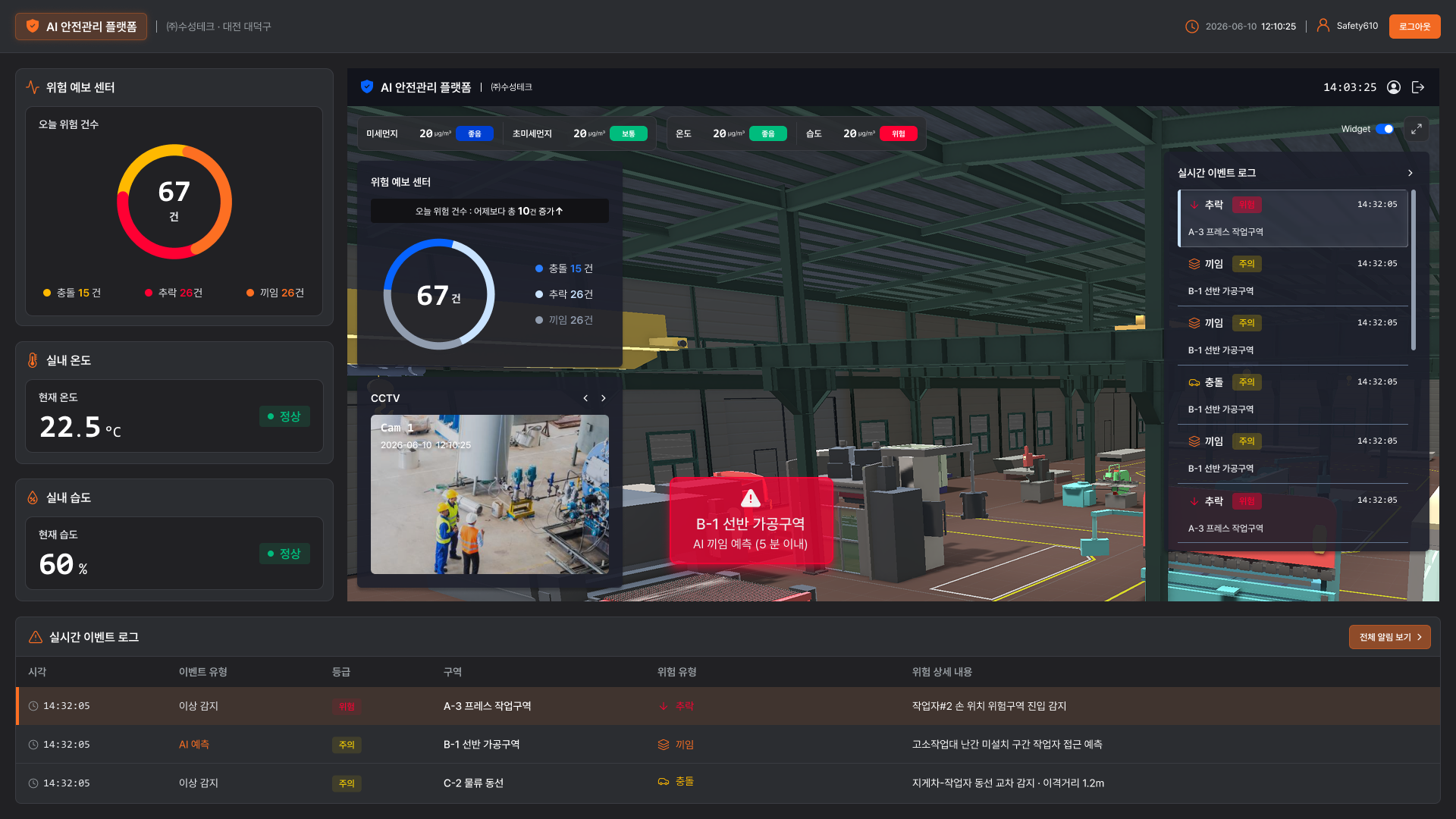 AI 안전관리 토글 화면 UI 스크린샷